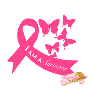 "Pink Ribbon with Butterflies - I Am a _________" -T-Shirt